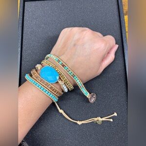 Dylan Jewelry Summer Wrap Bracelet Turquoise Color Stone Vegan Leather NWT